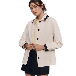 Dolan Left Coast Collection Anthropologie Jacket  M Cream Navy Ric Rac Trim
